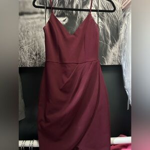 Lulu's Burgundy Strapless V-Neck Cocktail Dress